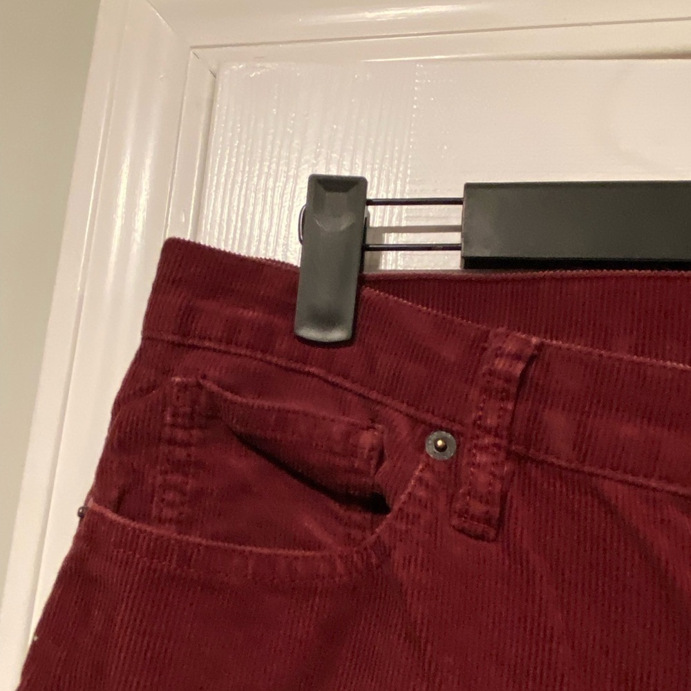 J. Crew Size 10 Burgundy Cotton Stretch Zip Up Straight Leg Corduroy Pants - Picture 3 of 10